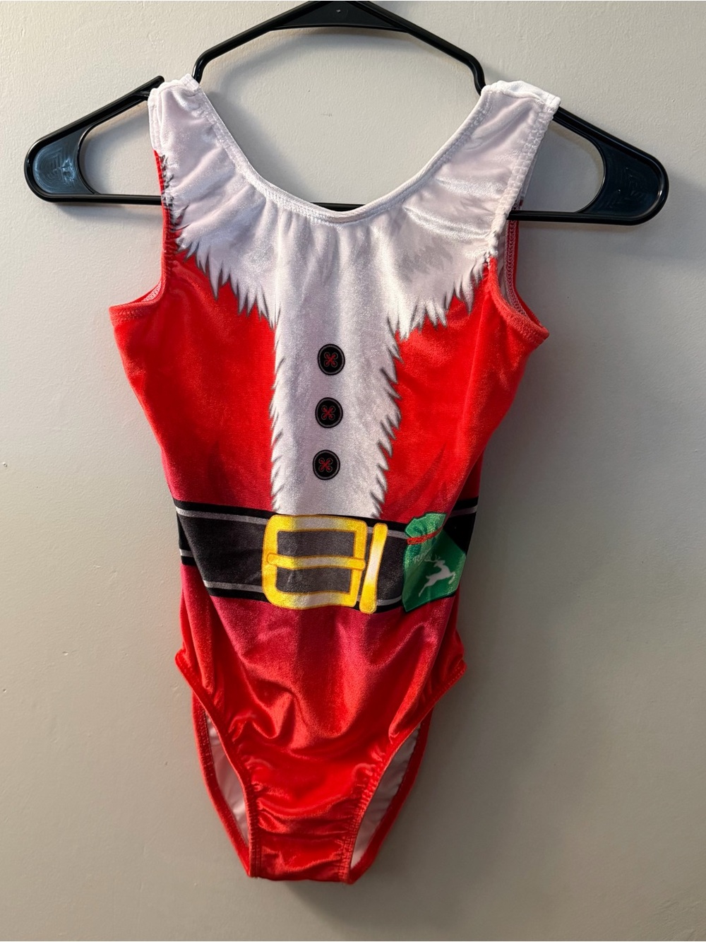 Destira Red Santa Belt Gymnastics Leotard